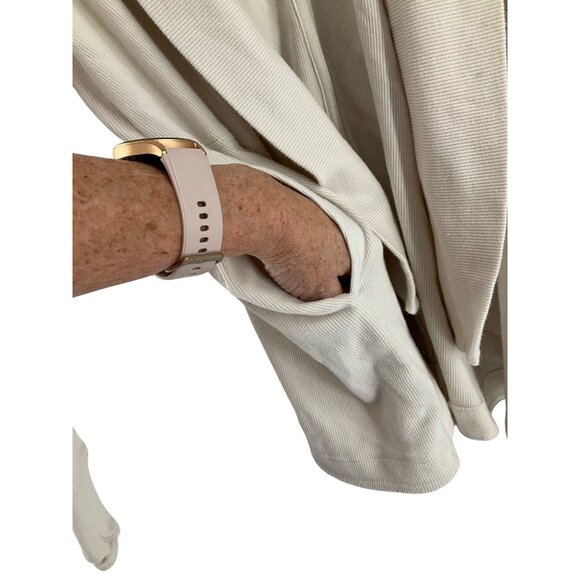 Athleta Pranayama Restore Rib Wrap Cardigan L Open Front Beige Womens - Picture 5 of 8